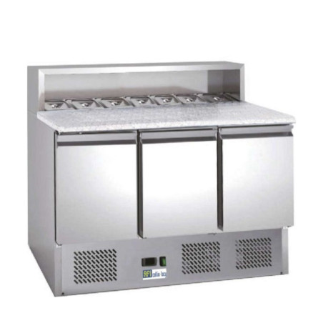 TABLE PIZZAS RÉFRIGÉRÉE ECO - 3 P - 402L  - AVEC VITRINE ÉVAPORATEUR
