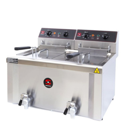 FRITEUSE ÉLECTRIQUE 2 X 12L - 2 BACS SOUDÉS - 400 TRI