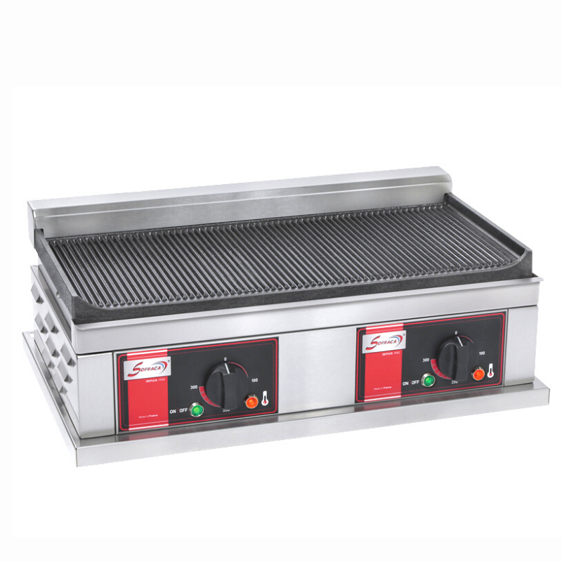 PLAQUE HAMBURGERS - ELECTRIQUES FONTE - DOUBLE - RAINUREE