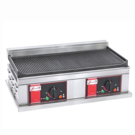 PLAQUE HAMBURGERS - ELECTRIQUES FONTE - DOUBLE - RAINUREE