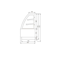 VITRINE PÂTISSERIE - VITRAGE BOMBÉ - 3 ÉTAGÈRES - 560 L