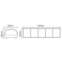 AFI - VITRINE A POSER - 5 x 1/2 GN - 132 L - 180 CM - PORTES COULISSANTES