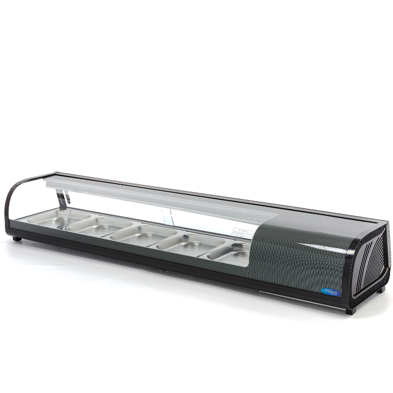 MAXIMA - VITRINE A SUSHI ET TAPAS - 132 L  - 5 x 1/2 GN ou 8 x 1/3 GN - 180 CM