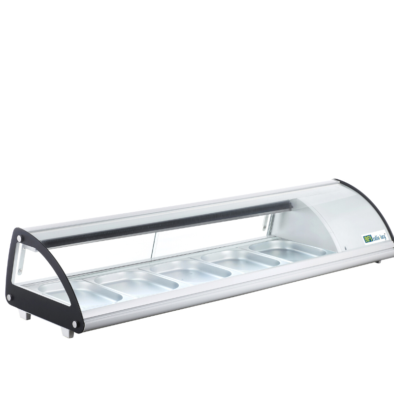 FI - SALADETTE VITREE A POSER - 5 x 1/2 GN - 103 L -  175 CM - PORTES COULISSANTES