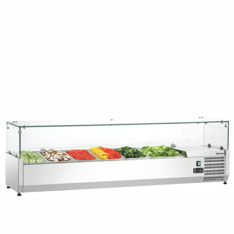 BARTSCHER - SALADETTE VITREE A POSER - 150 cm - 5x GN 1/3 | 1x GN 1/2  - PORTE COULISSANTE