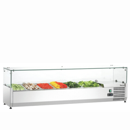 BARTSCHER - SALADETTE VITREE A POSER - 150 cm - 5x GN 1/3 | 1x GN 1/2  - PORTE COULISSANTE
