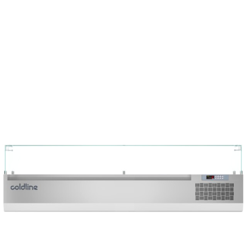 COLDLINE - SALADETTE  VITREE GN 1/4 - 200 cm - 63 L - TOUT INOX - VITRAGE DROIT
