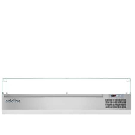 COLDLINE - SALADETTE  VITREE GN 1/4 - 200 cm - 63 L - TOUT INOX - VITRAGE DROIT