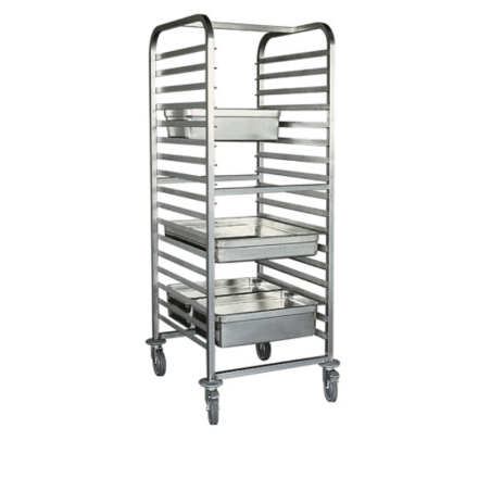 ECHELLE GASTRONORME - 20 NIVEAUX - POUR BACS GN2/1 - Sans barre d'arrêt - Roulettes chape polyamide